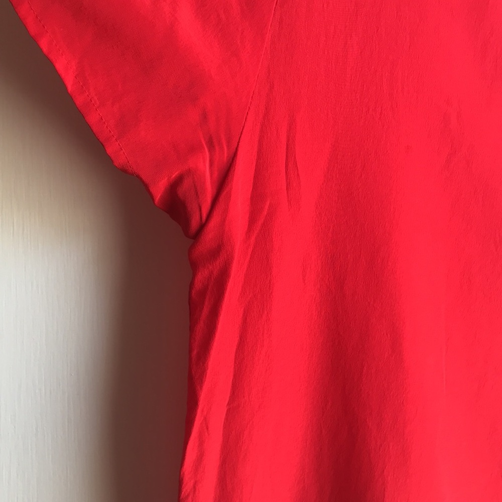 VTG Hana Sung Cherry Red Silk Short Sleeve Blouse - Picture 8 of 11